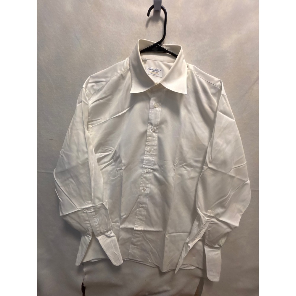 Ben Silver Charleston Fine Shirtings Mens White Dress Button Up Size 17.5 35
